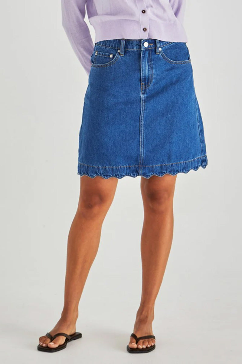 Vale Scalloped Denim Skirt