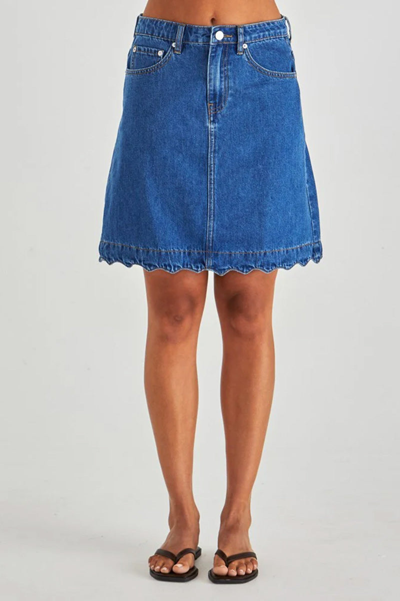 Vale Scalloped Denim Skirt