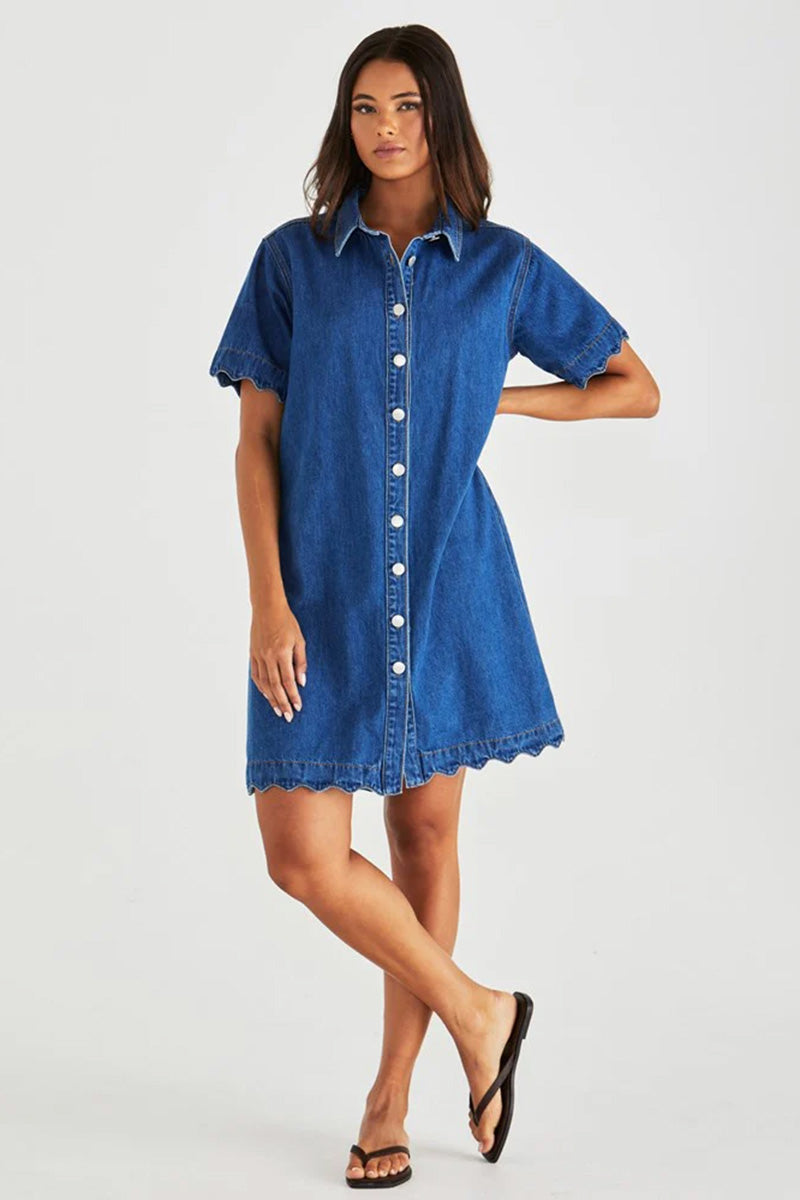 Vale Scalloped Denim Dress