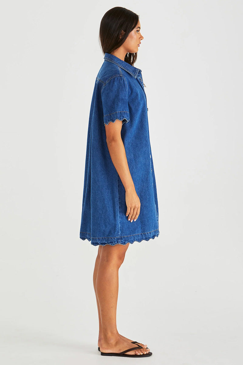 Vale Scalloped Denim Dress