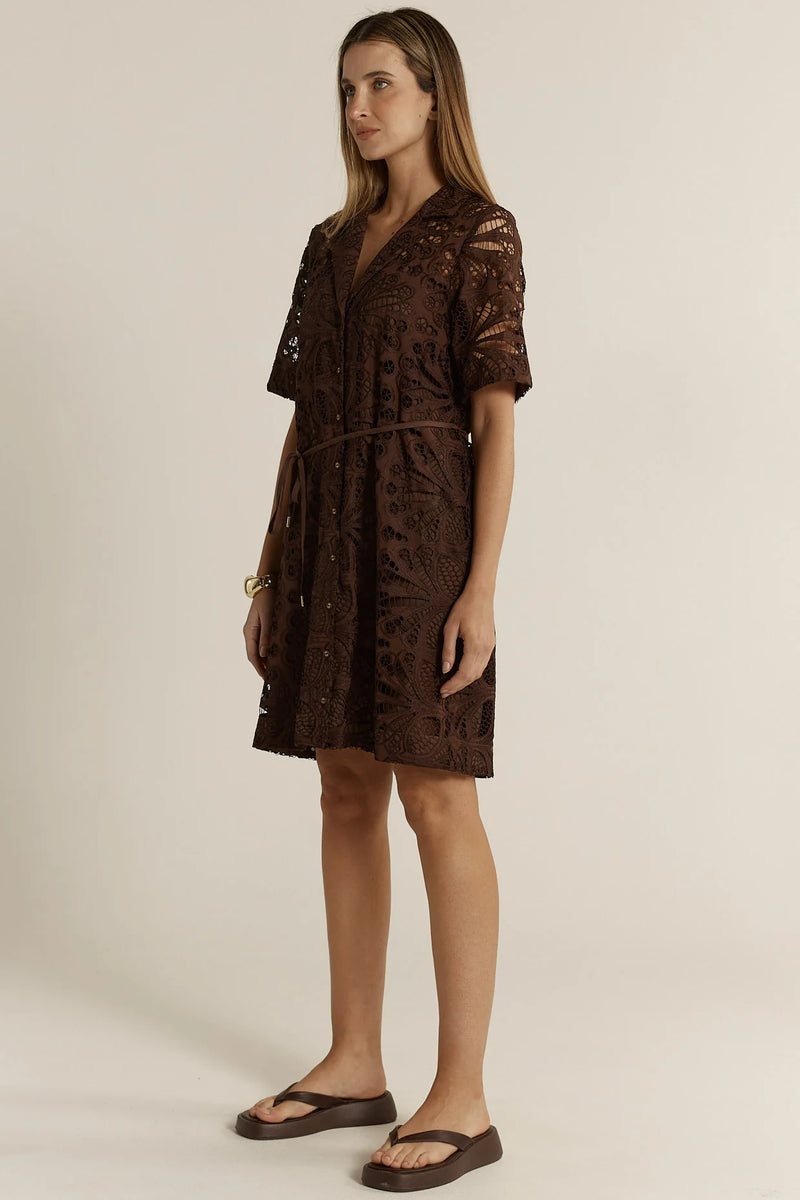 ELARA BRODERIE SHIRT DRESS