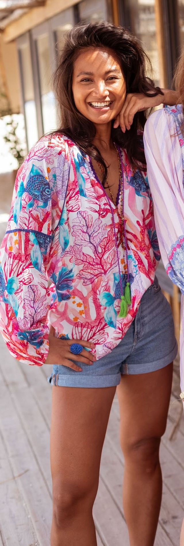 Blue Fish Coral Top