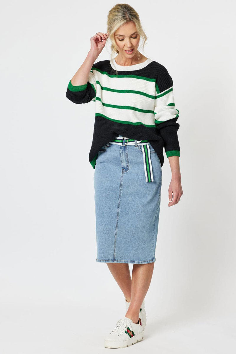 Chunky Stripe Rib Knit Jumper