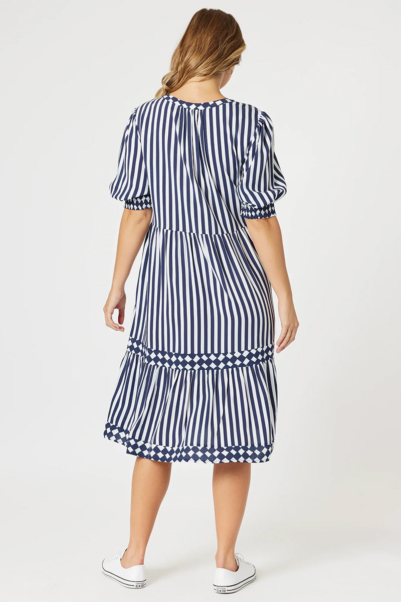 Harlequin Stripe Tier Dress