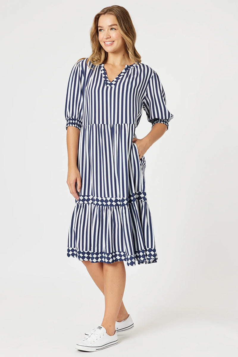Harlequin Stripe Tier Dress