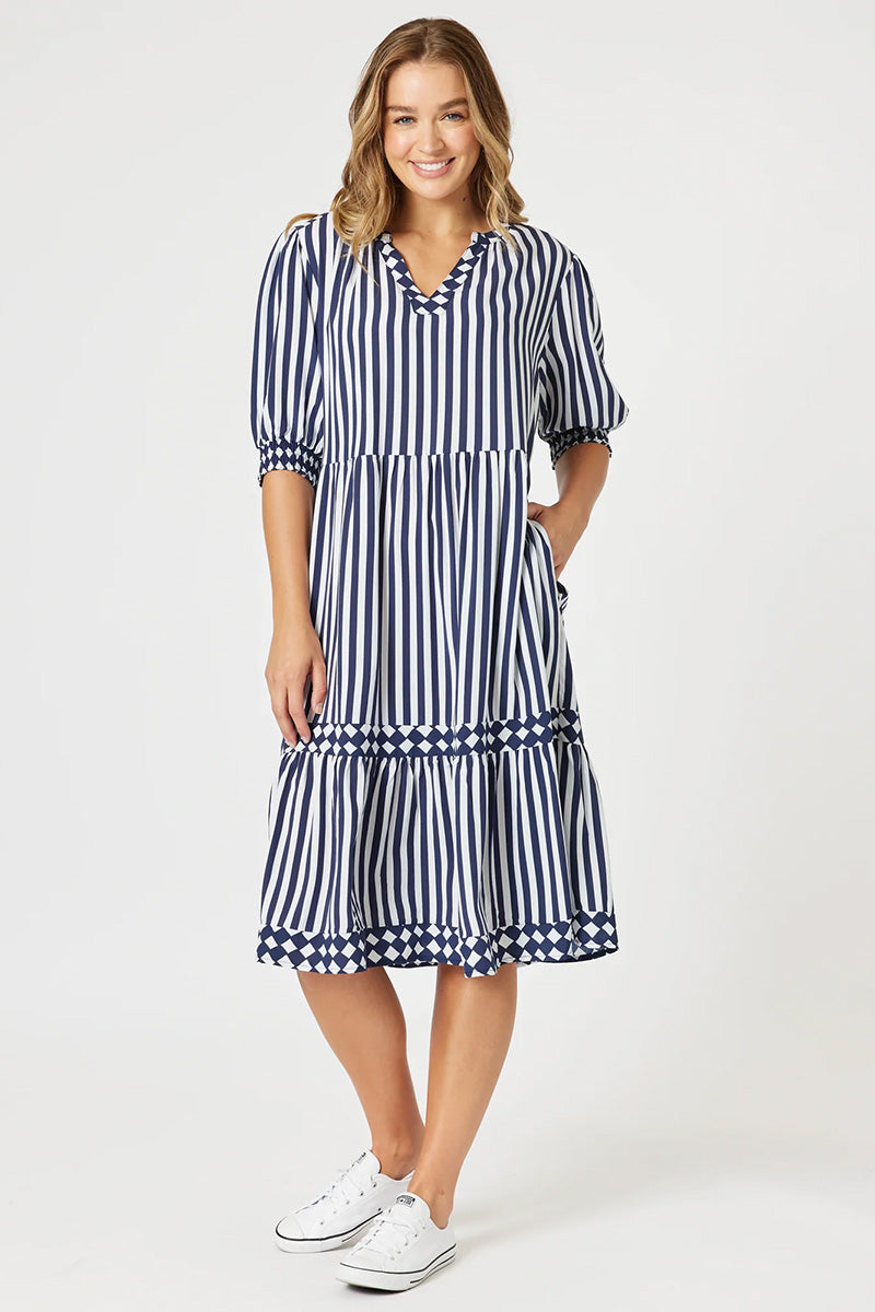 Harlequin Stripe Tier Dress