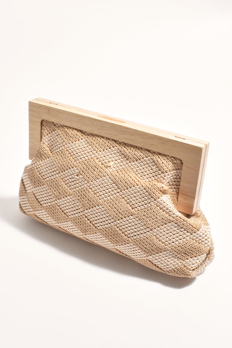 Zoey Diamond Timber Frame Clutch