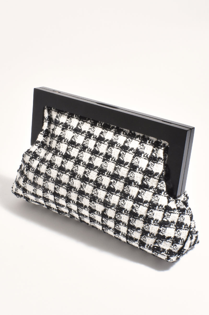 Zoey Boucle Timber Frame Clutch