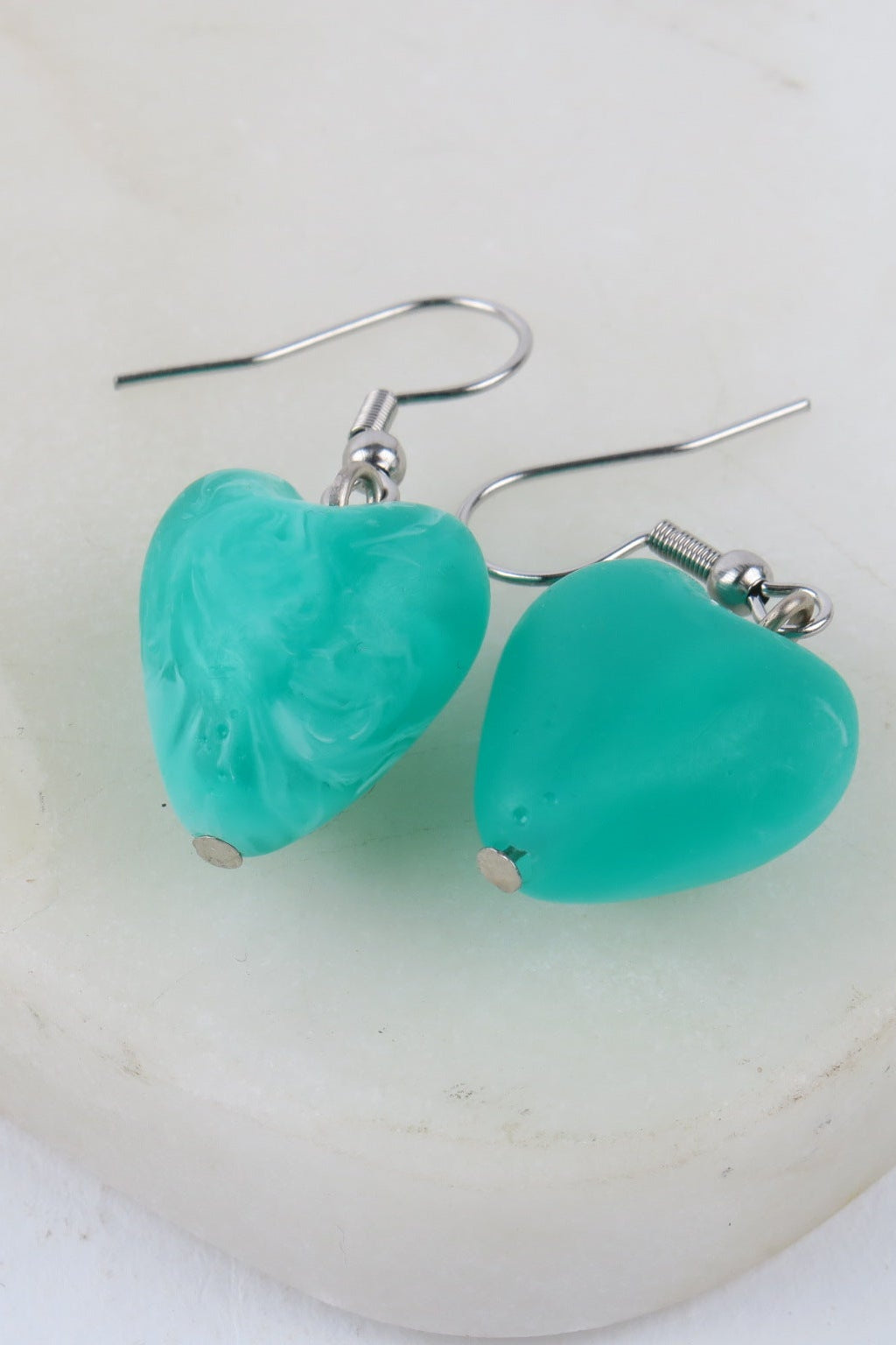 Earrings Heart Aqua