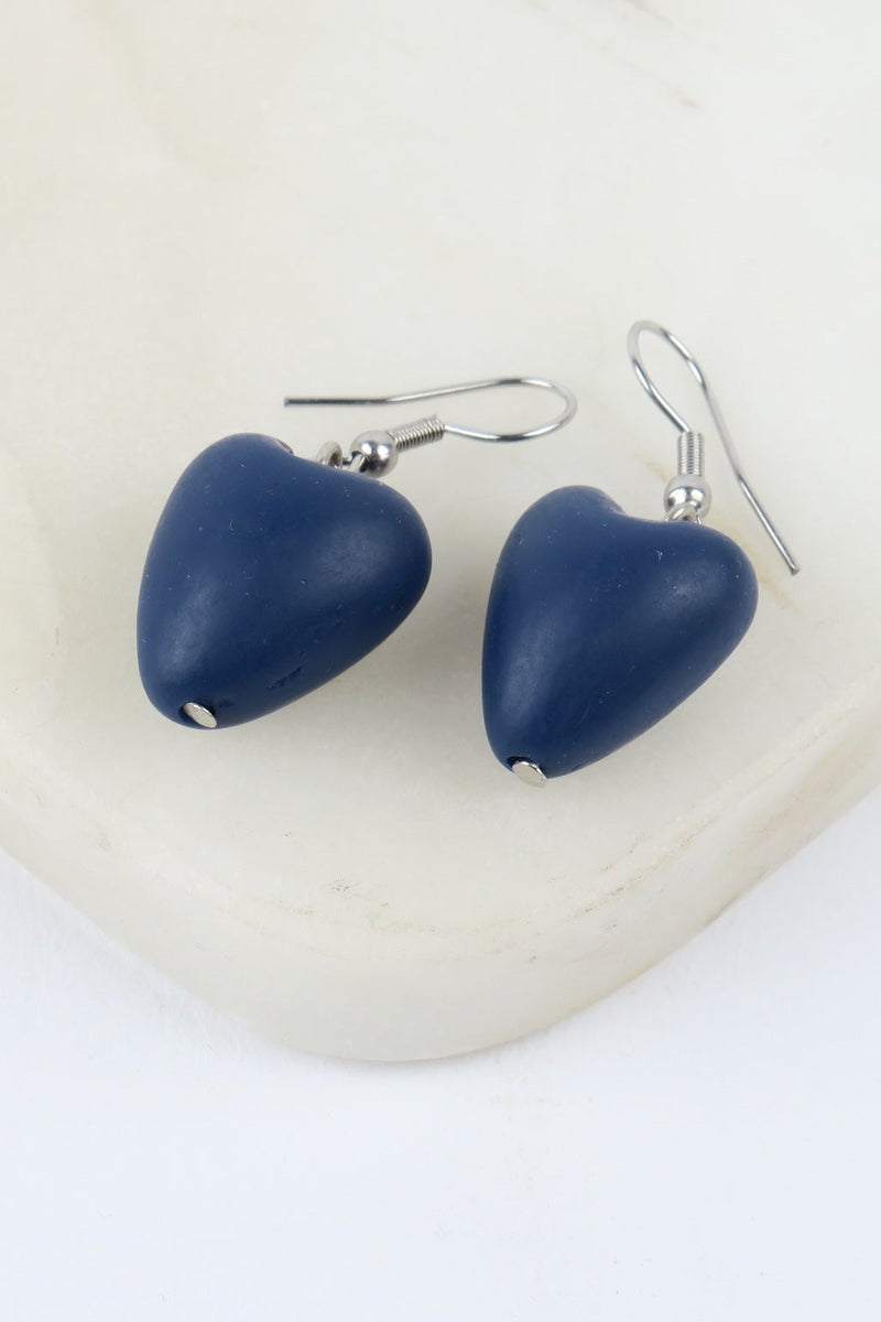 Earrings Heart Navy
