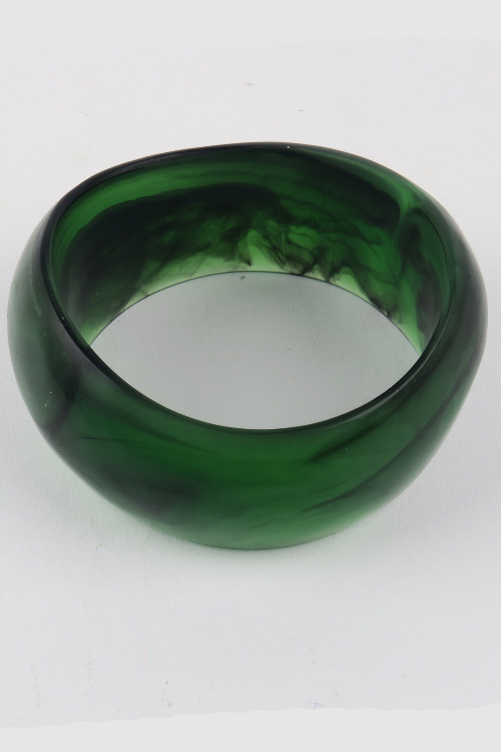 Resin Bangle Green Marble L