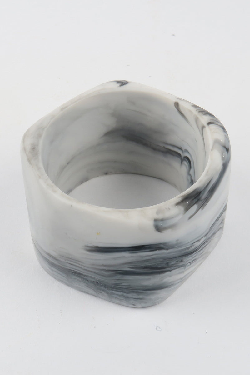 Resin Bangle White Marble XL