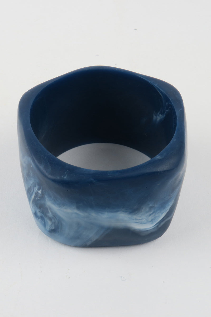 Resin Bangle Navy Marble XL