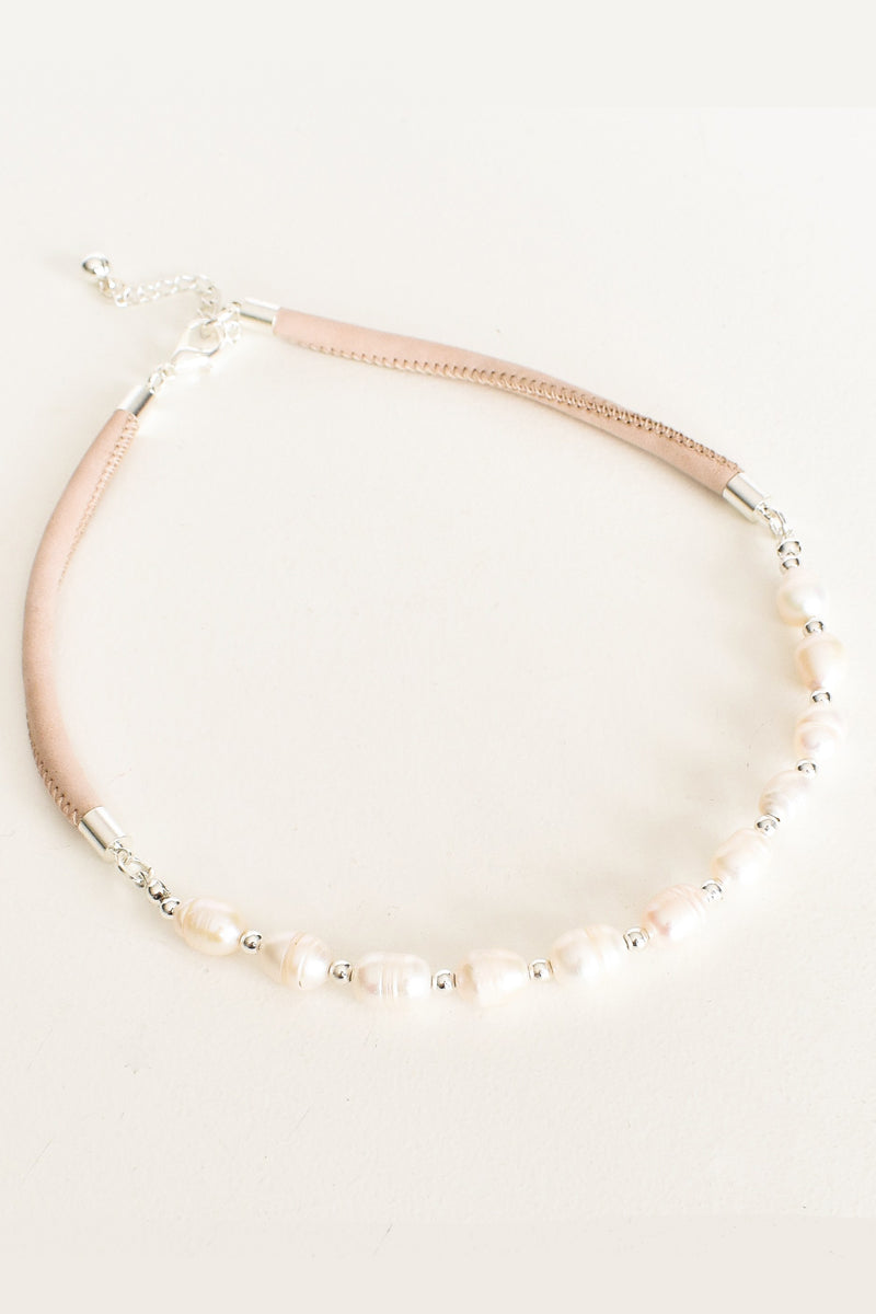 Leather Back Natural Pearl Necklace