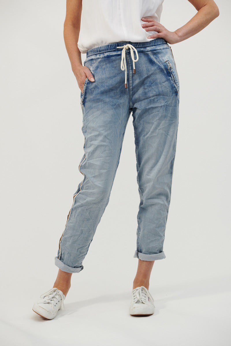 Denim Jogger With Gold Trin