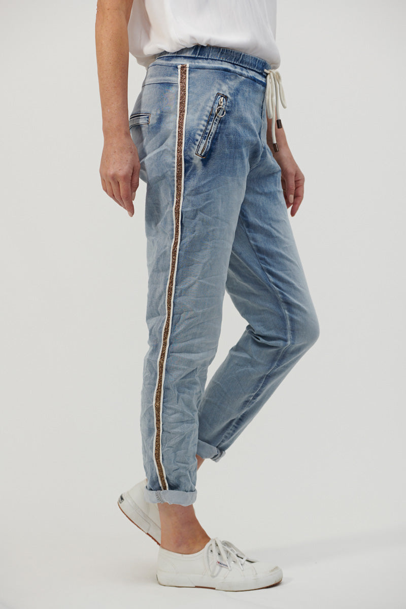 Denim Jogger With Gold Trin
